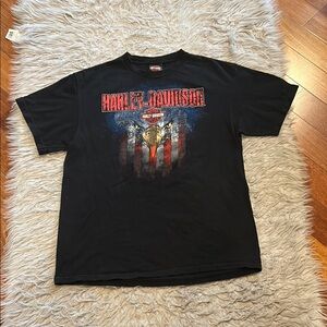 Harley-Davidson Black and Red‎ Short Sleeve Tshirt